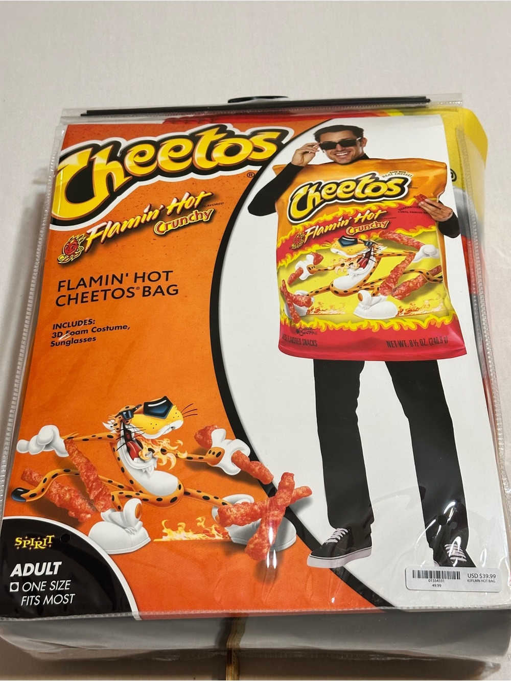 Spirit Cheetos Flamin' Hot Bag Costume - Orange, Yellow, Red
